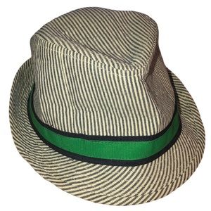 Striped Navy & Green Accent Fedora Hat